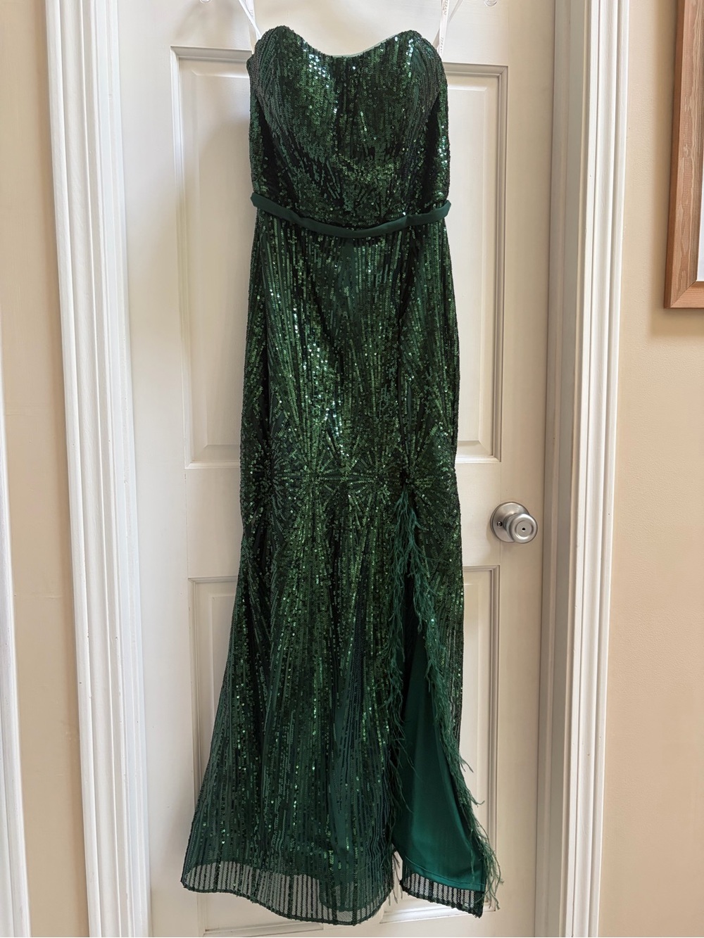 Strapless Emerald Green Sequin Dress